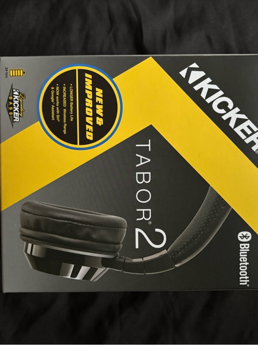 Kickers Tabor 2 Black and Yellow Wireless Over-Ear Headphones - Picture 2 of 2